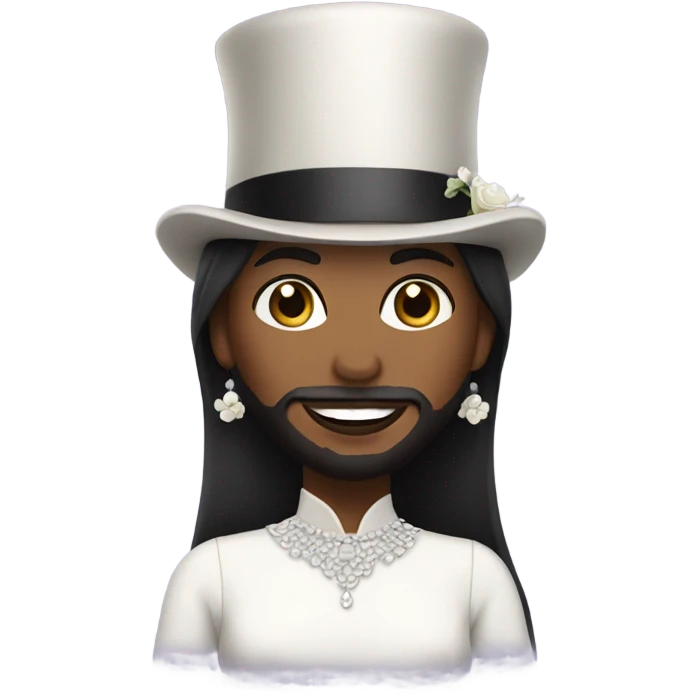 Bearded woman with top hat and wedding dress  emoji