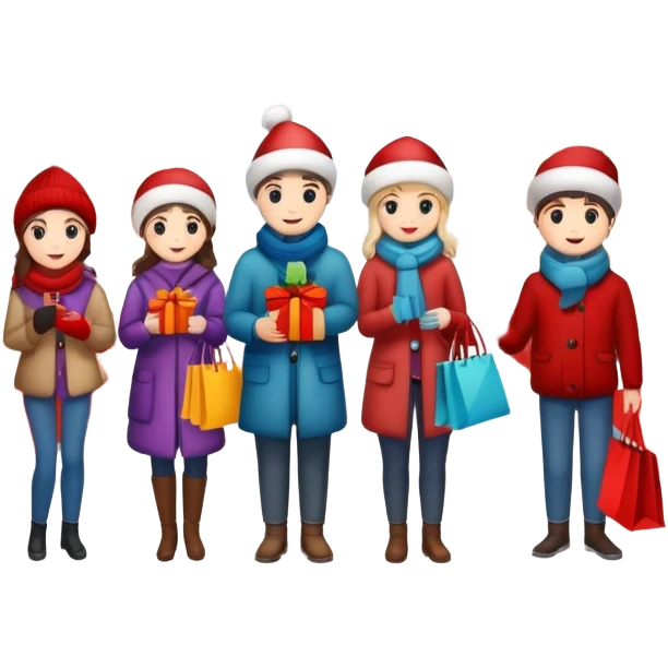 Christmas department store with festive shoppers emoji