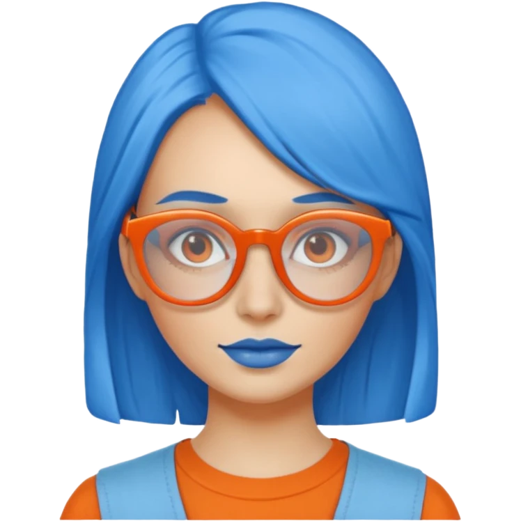blue skinned orange glassed woman emoji