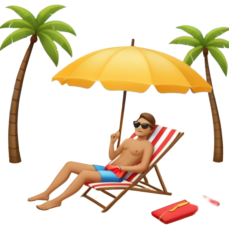 A beach with umbrella and guests emoji