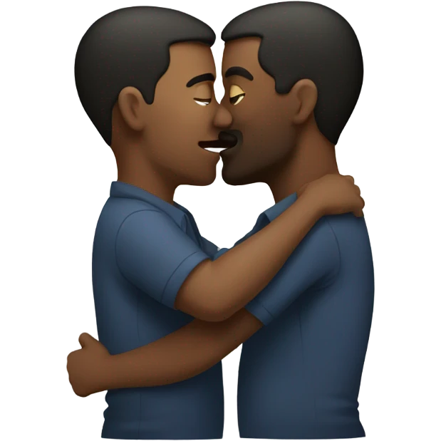 Two men kissing each other emoji