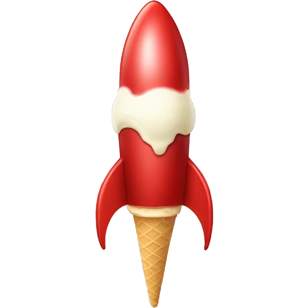 Extremely long red rocket with ice cream  emoji