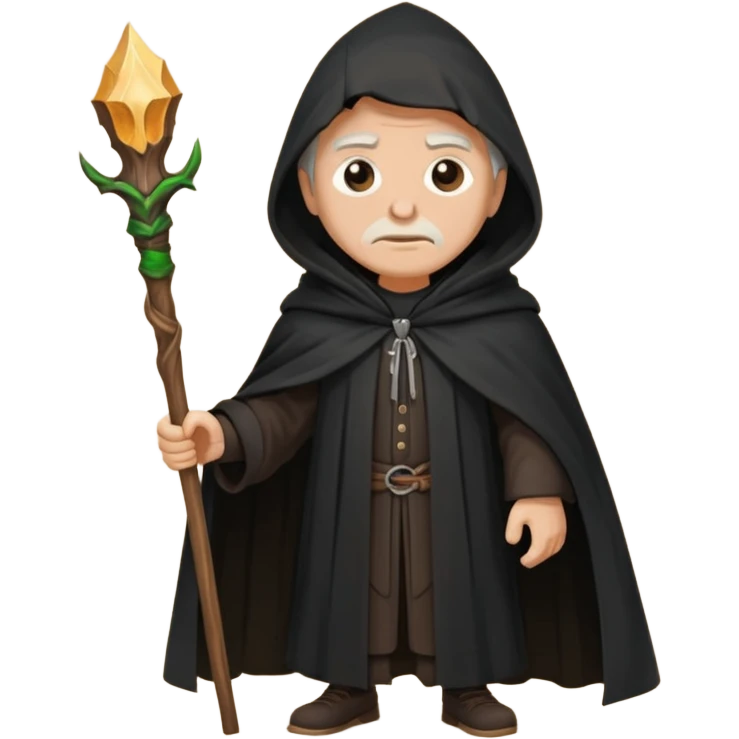 A wandering philosopher in a long black cloak with a staff emoji