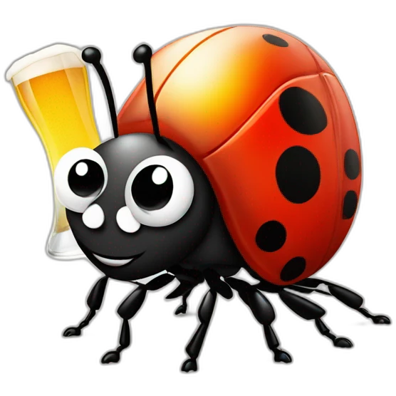 Ladybug qui boit une bière emoji
