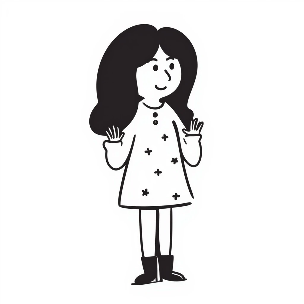a girl in a hand-drawn doodle style emoji