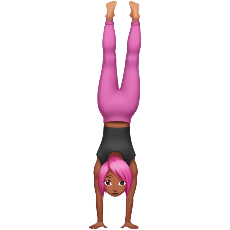 pink brown girl doing a handstand emoji