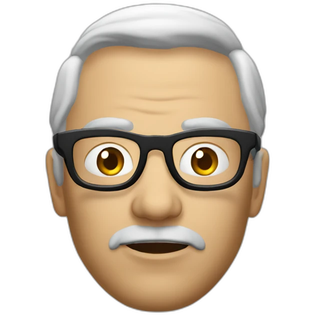 Un mec chauve à lunettes avec un Gun emoji