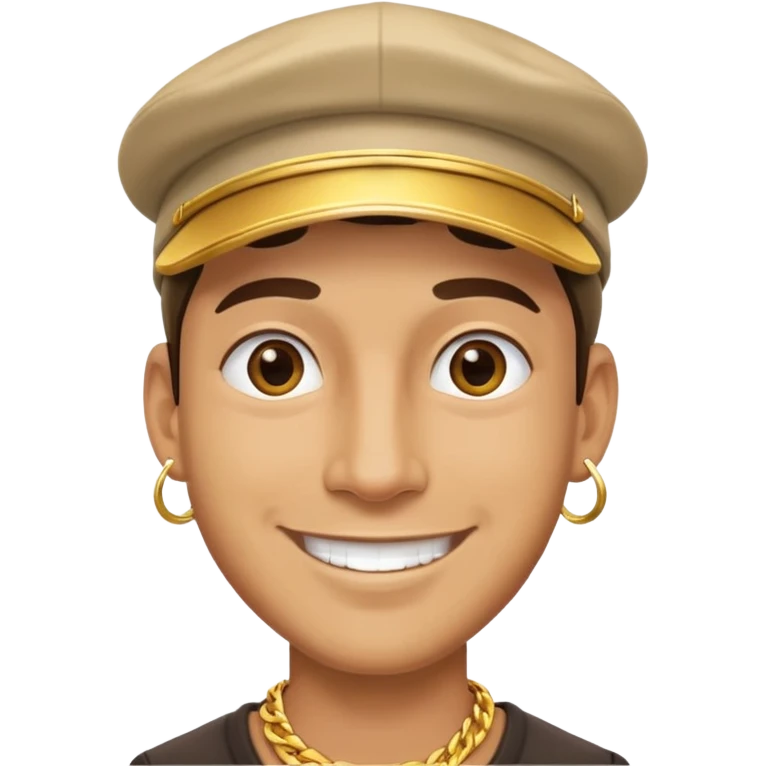 smiling man with a cap and large gold necklace emoji