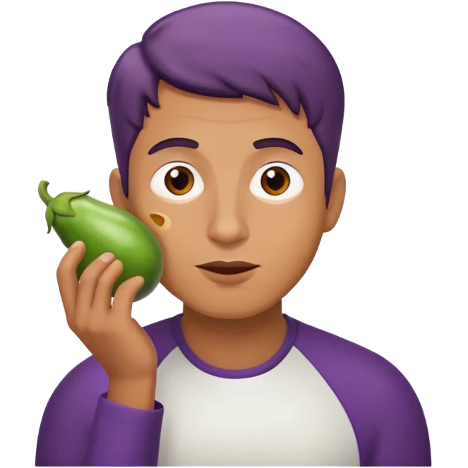 Hombre comiendo berenjena emoji