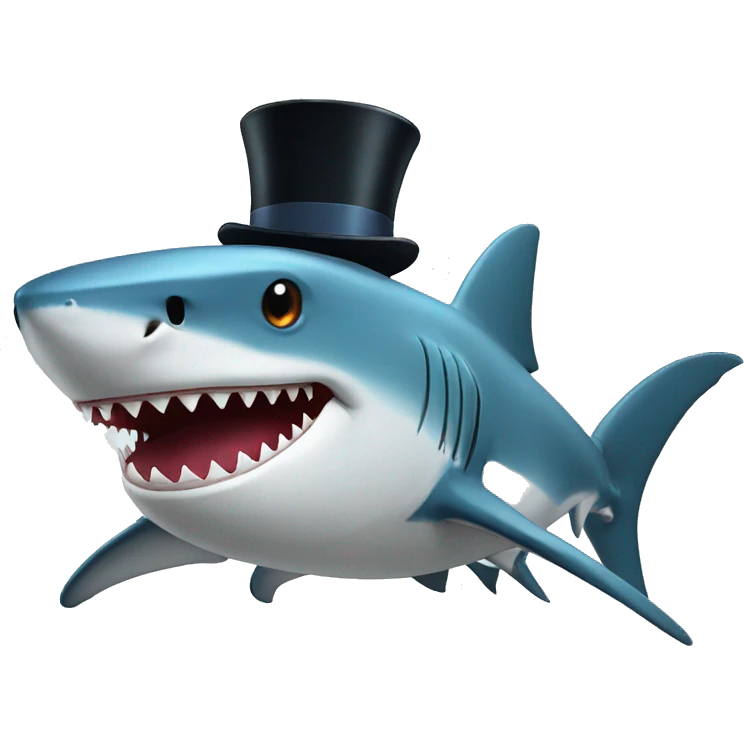 Shark with a top hat emoji