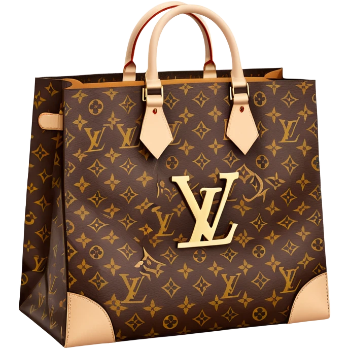Louis Vuitton paper shopping bag with classic brown LV monogram pattern emoji