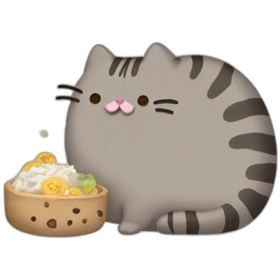 pusheen eating button emoji