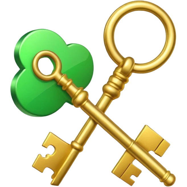 3D emoji, golden key, green check mark, professional style, white background. emoji