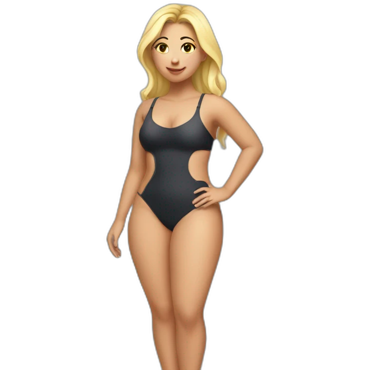 Slim-Thicc caucasian woman swimsuit posing emoji