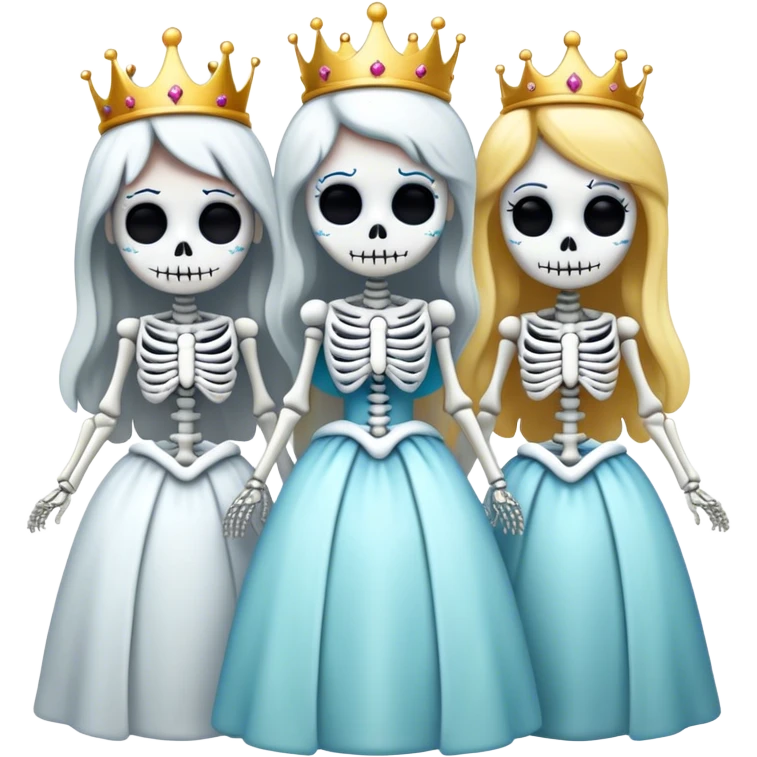 Three skeleton princesses emoji