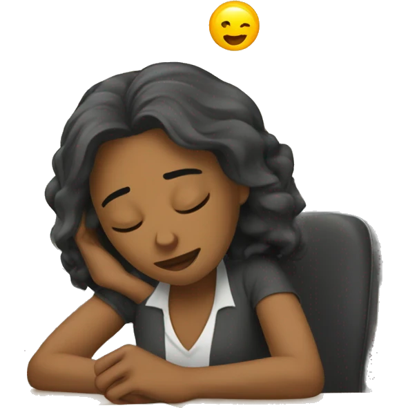 Tired woman teacher sleeping at her desk in elementary classroom emoji