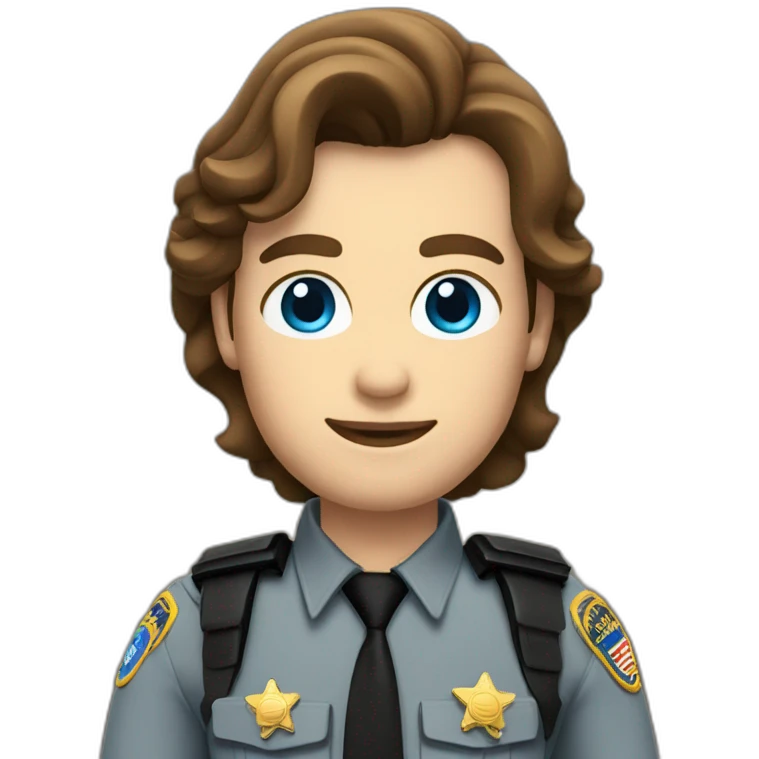 Deputy sheriff with Brown hair and blue eyes and shoulder radio emoji