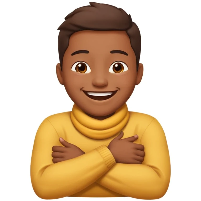 arms crossed holding neck while laughing  emoji