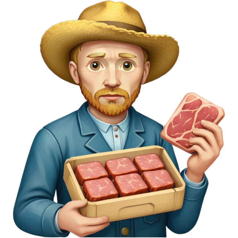 portrait of van gogh with spam meat emoji