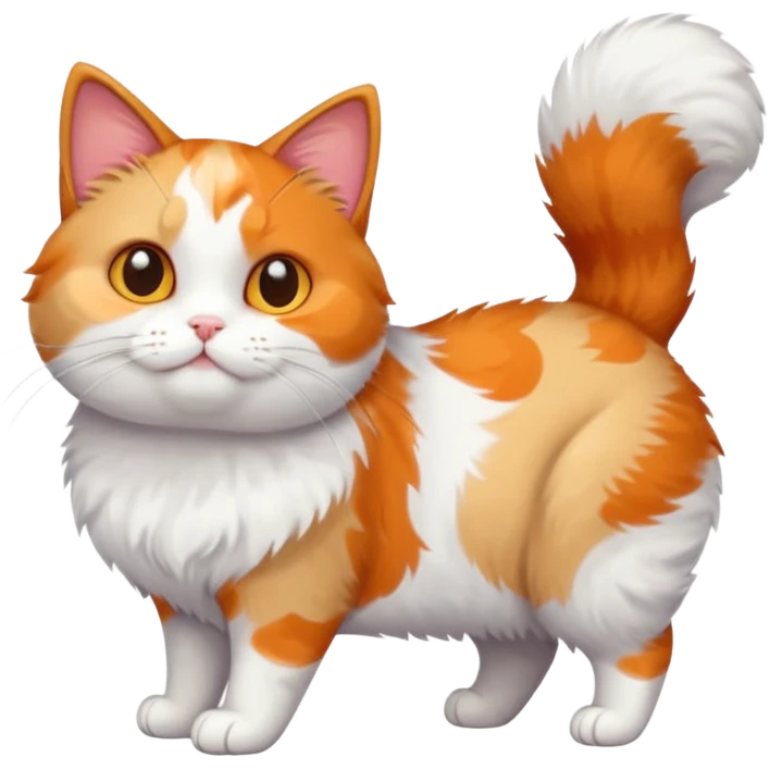 full body calico cat with small head and short but chubby body emoji