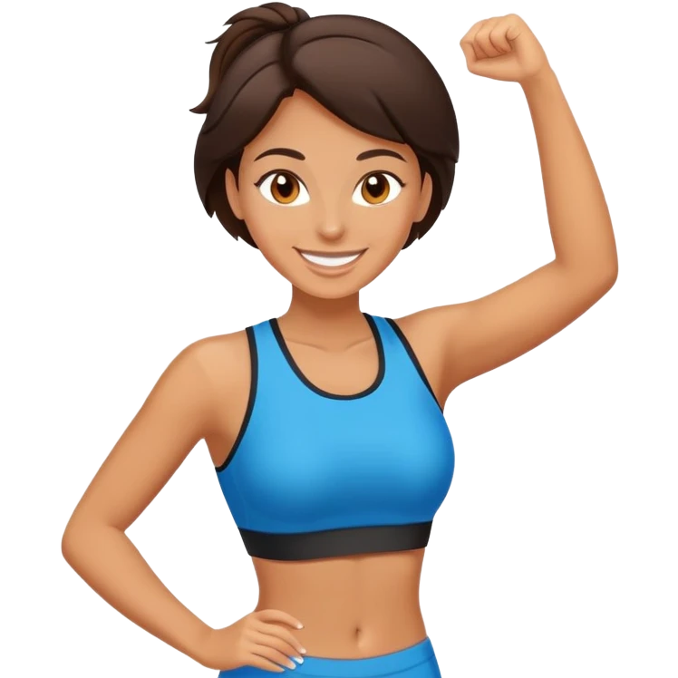  brunette woman in sport clothes smiling emoji