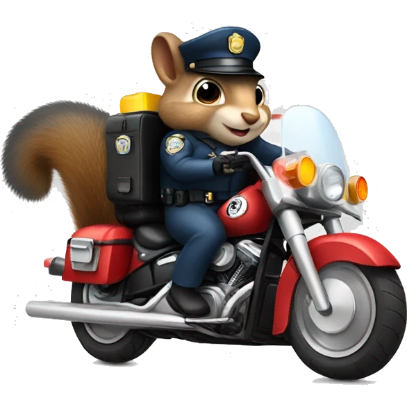 Squirrel dressed as a cop riding a motorcycle  emoji