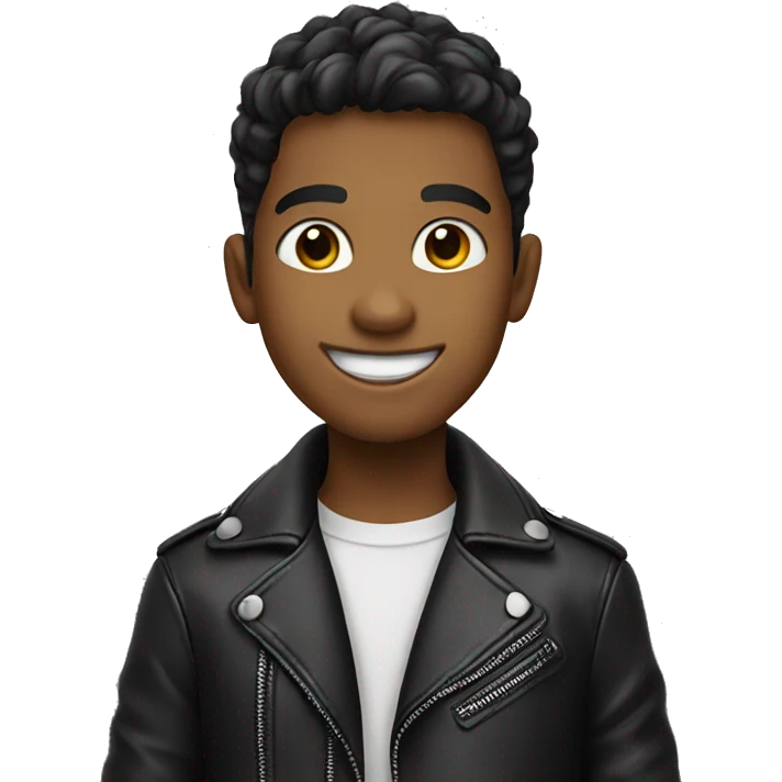 smiling boy in leather jacket emoji