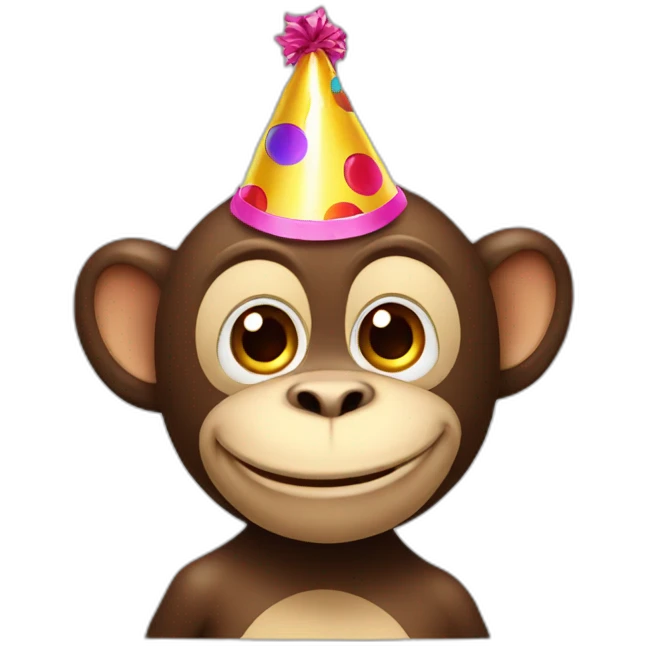 happy Monkey with a party hat emoji