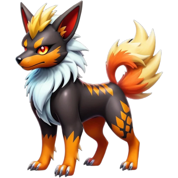 Shiny Gothic Exotic Punk’ish Cool Colorful Epic Futuristic Houndoom-Arcanine-Zorua-Torracat-Pokémon-Fakémon-hybrid-creature emoji