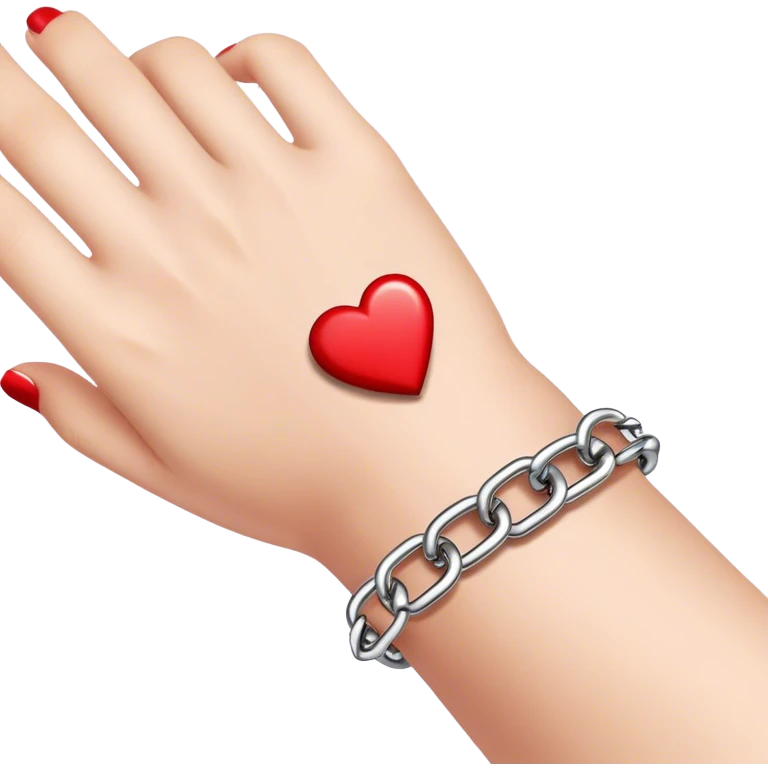 metal chain with red hearts around on wrist emoji