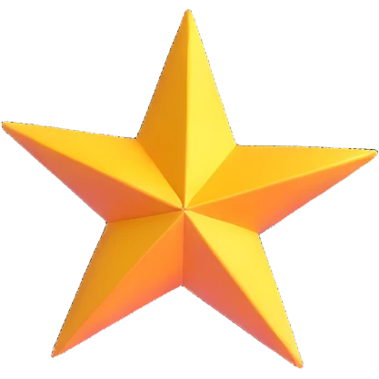 vibrant 4-pointed star, three-dimensional, cartoon style, white background, perspective view, highly saturated colors, detailed, floating in space, lively and dynamic emoji
