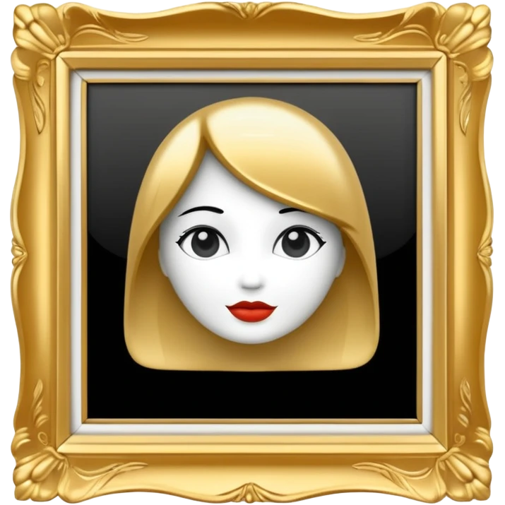 vintage black and white photo in gold fancy photo frame emoji