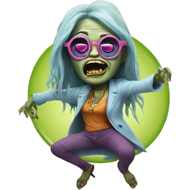  janis joplin zombie  dancing with circle glasses emoji