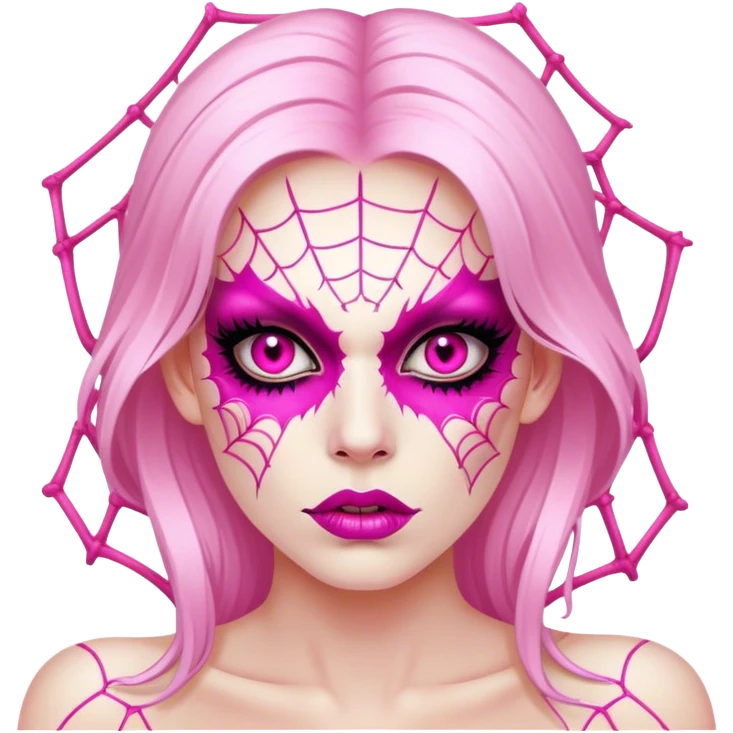 lady monster pink glam spiderweb make up face  emoji