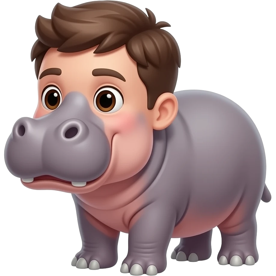 a boy with cute hippopotamus emoji