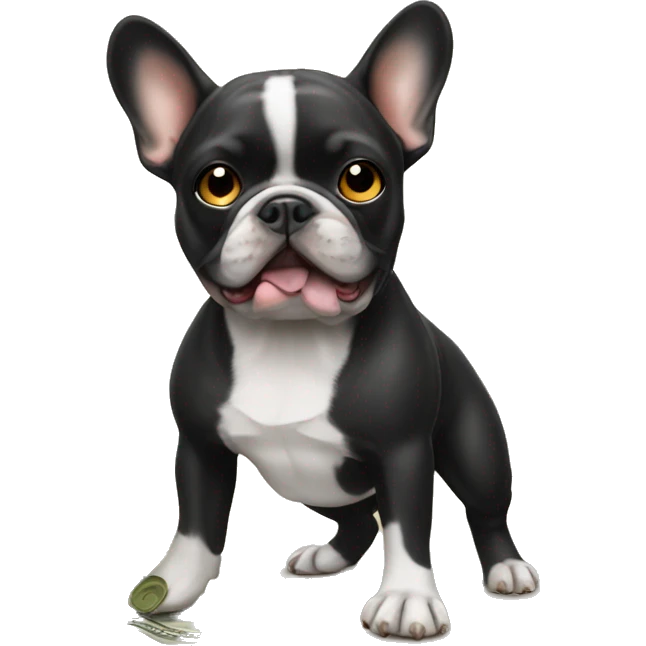 Black-and-tan French bulldog paying money emoji