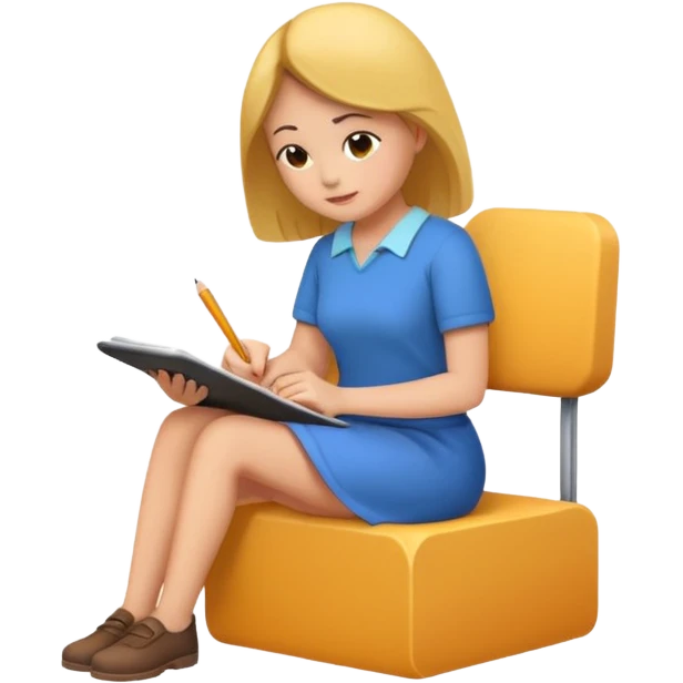 woman sitting and writing on a paper emoji