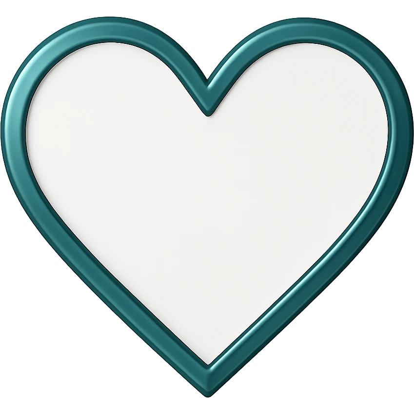 heart with a metallic teal border, clean digital illustration, no background emoji