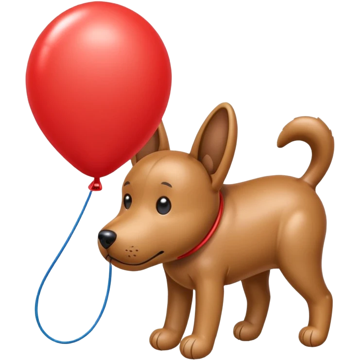a ballon shaped like a dog red emoji