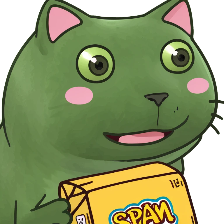 kawaii pink cat with spam emoji
