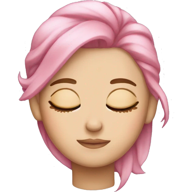 White girl with pink hair sleeping emoji
