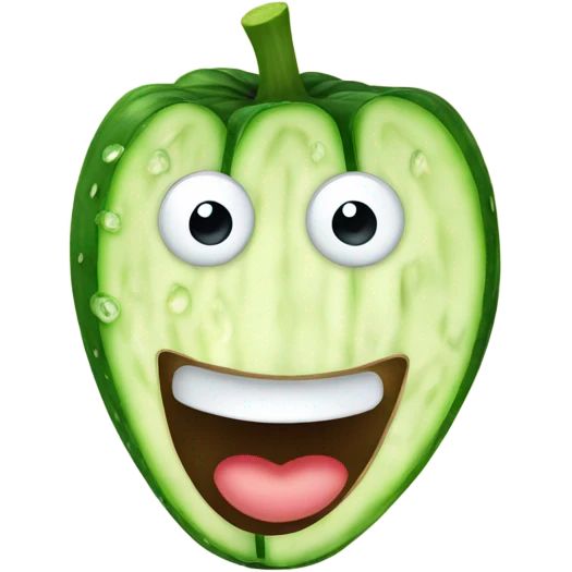at the top of a smiling standard emoji, put a white circle that have holes for the eyes and the mouth. Then put cucumber slices on top of the eyes emoji
