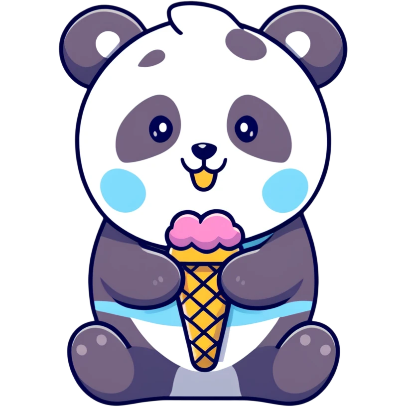 Panda eating ice cream emoji