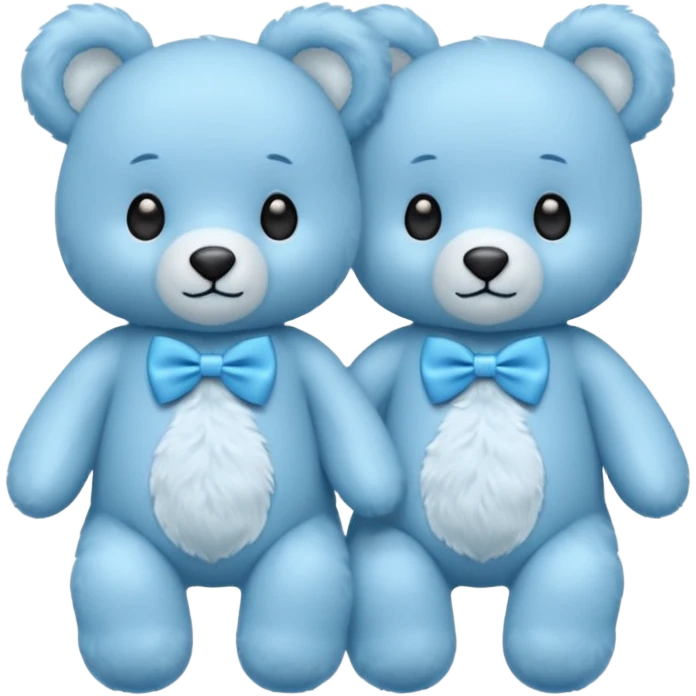 sweet twin little blue bears with blue bow tie emoji