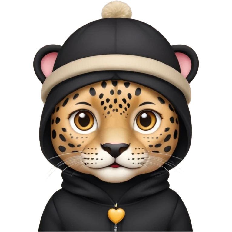 A black jaguar wearing a baby hat emoji