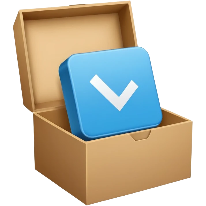 Side way check mark in bule box 2d not 3d emoji