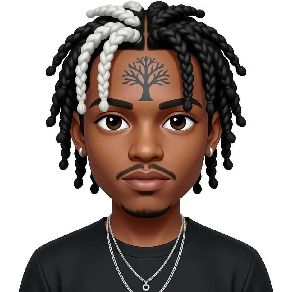 XXXTENTACION rapper black half white braids tree tattoo on forehead emoji