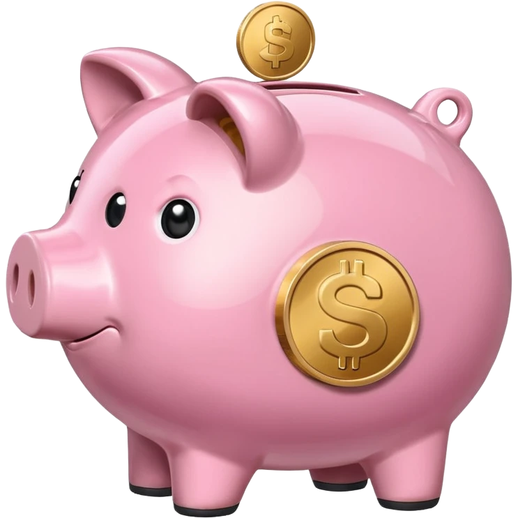 piggy bank with a coin, representing saving money emoji