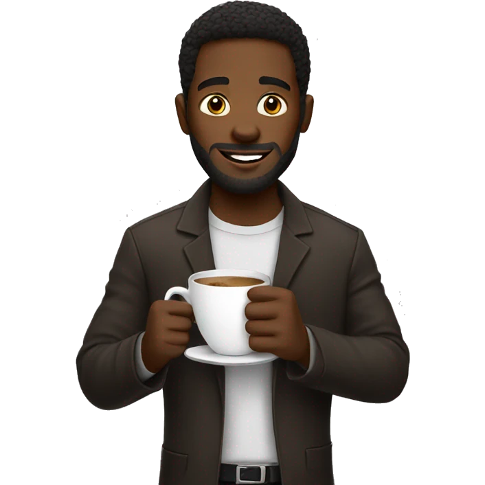 A black men holding coffe emoji
