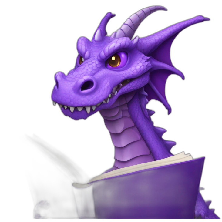 purple dragon head holding book of the dead emoji